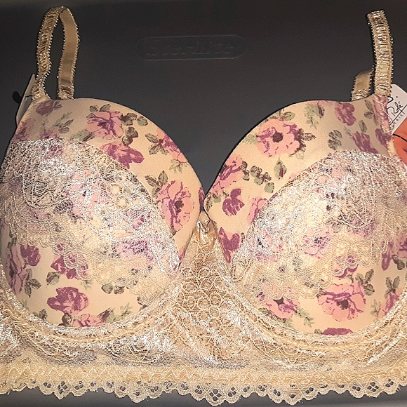 NWT☆RENE ROFE 34C Lacey Balconette Push-up Bra☆Beautiful - Picture 1 of 16